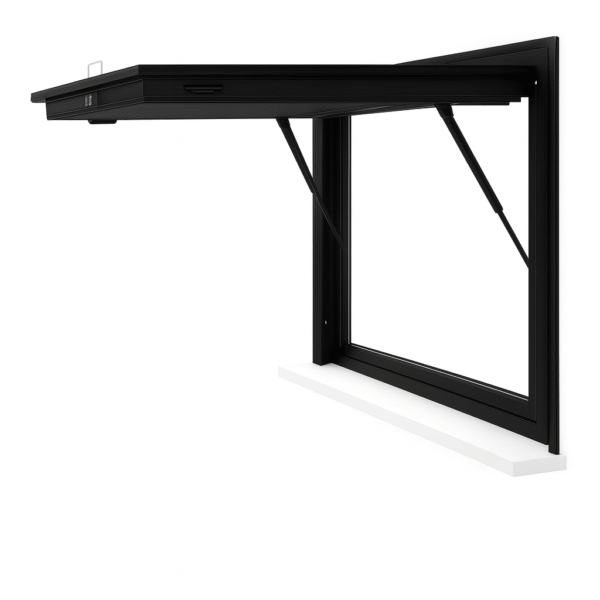 Teza 65 Series Hydraulic Window Without Bottom Frame- Black - Open