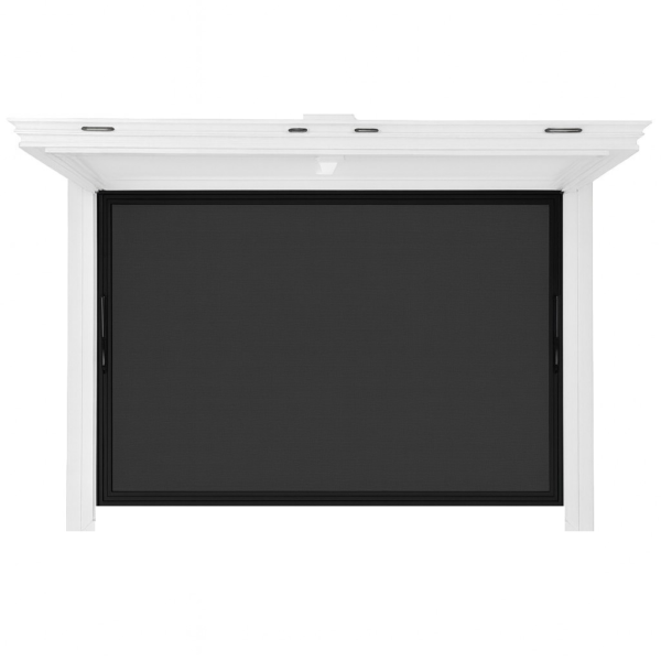 65 Series Hydraulic Awning Window Without Bottom Frame Open - Front View Screen Full Down - White