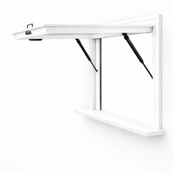 65 Series Hydraulic Awning Window Without Bottom Frame Open - Side View - White