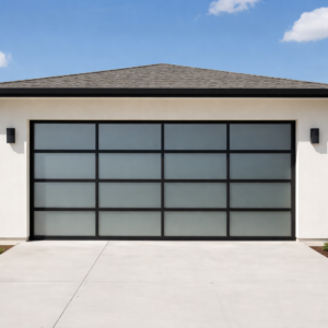 Framed Glass Garage Door - Frosted Glass 192 x 84 - 16 Lites