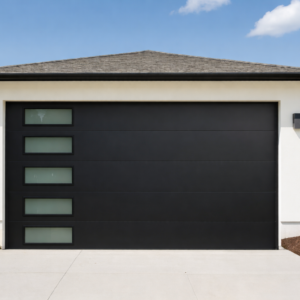 Aluminum with Glass Lites Garage Door - Black