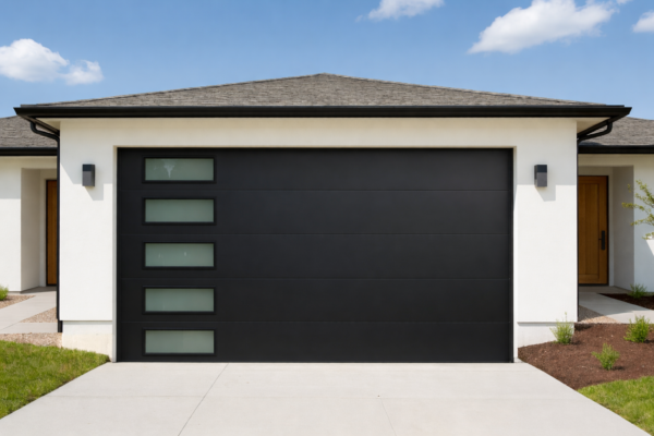 Aluminum with Glass Lites Garage Door - Black