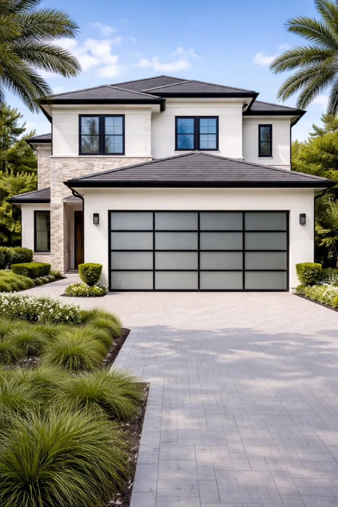 Framed Garage Door On House