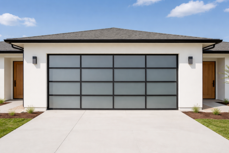 Teza Framed Garage Door - Frosted Glass 192 x 84 - 16 Lites
