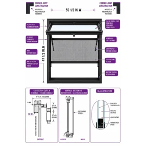 TEZA 65 Series Aluminum Hydraulic Window With Bottom Frame - Image 15