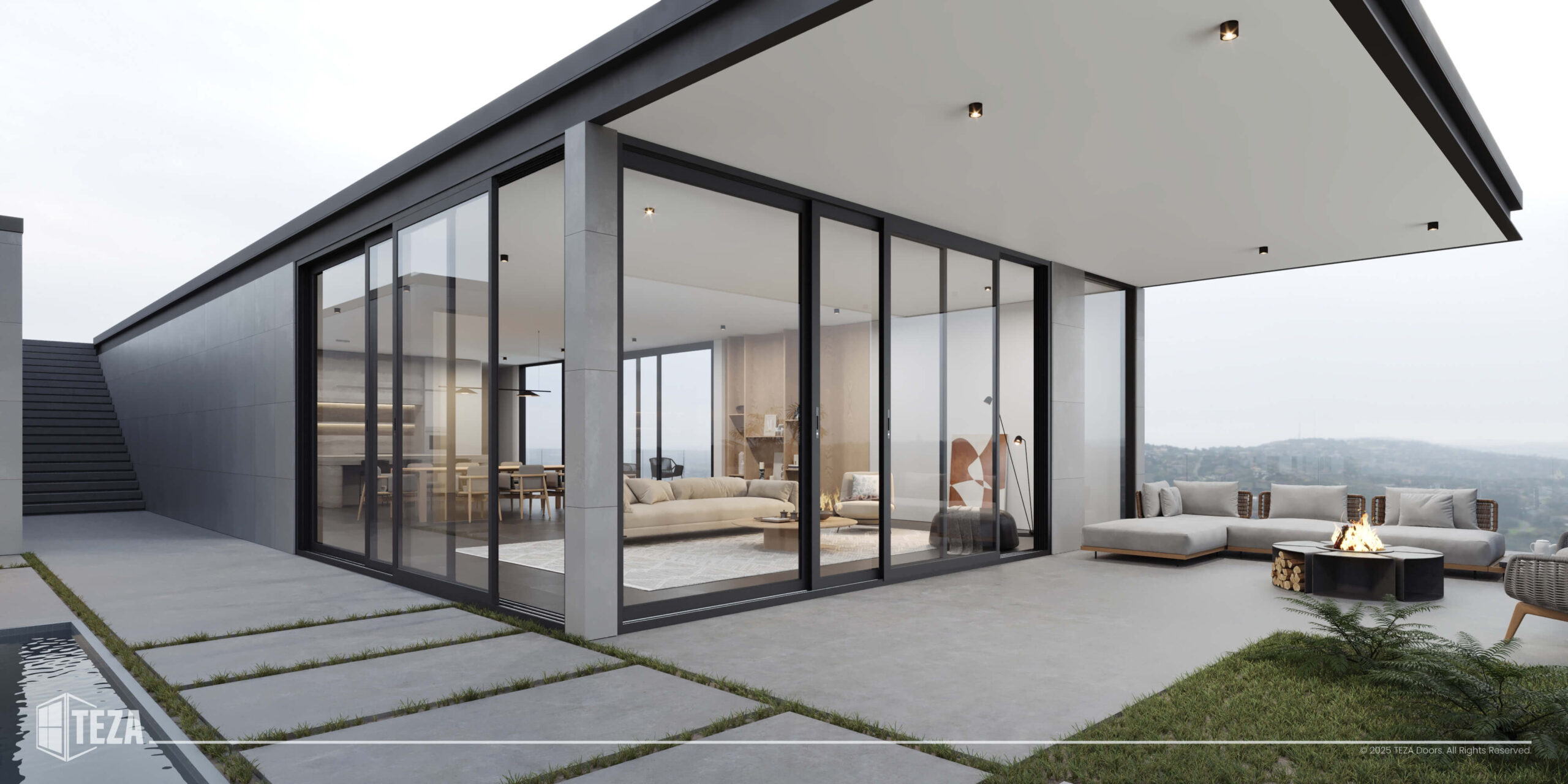 TEZA (Hurricane Rated) Aluminum Sliding Patio Door with PVB Laminate Glass - Image 4